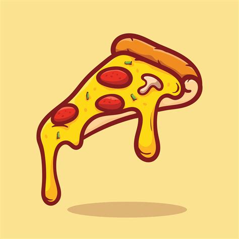Pizza Slice Isolated Vector Illustration Colored Sketch Drawn Illustration Of A Hot Slice Of