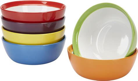 Premium Ceramic Set Of 6 Colorful Meal Stoneware Cereal Bowls