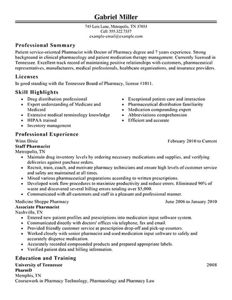 A curriculum vitae (cv), latin for course of life, is a detailed professional document highlighting a person's education, experience and accomplishments. Best Pharmacist Resume Example From Professional Resume ...