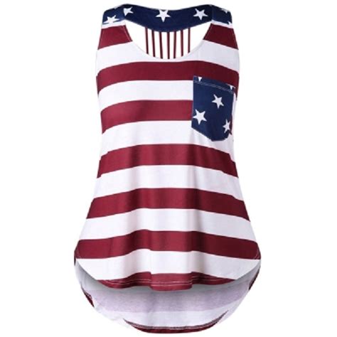 Plus Size Open Back American Flag Tank Top Power Day Sale