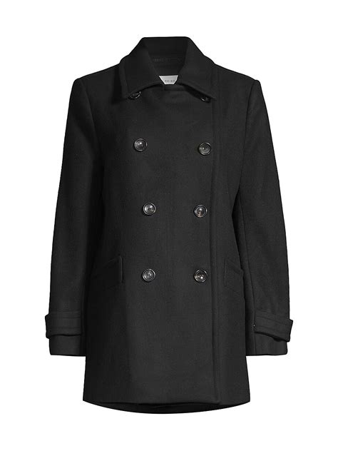 Reiss Maise Wool Blend Double Breasted Peacoat Black Editorialist