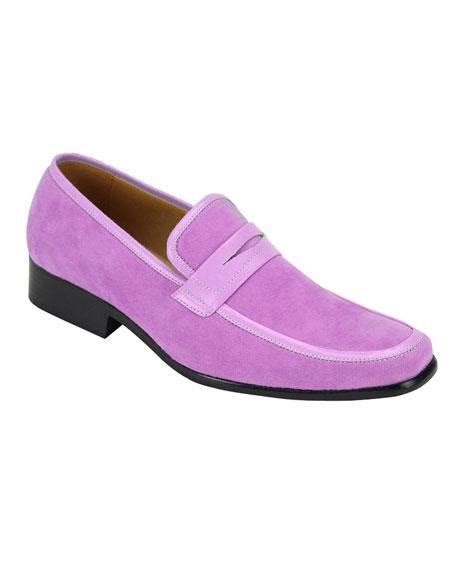 Mens Stylish Slip On Lavender Casual Dress Shoes