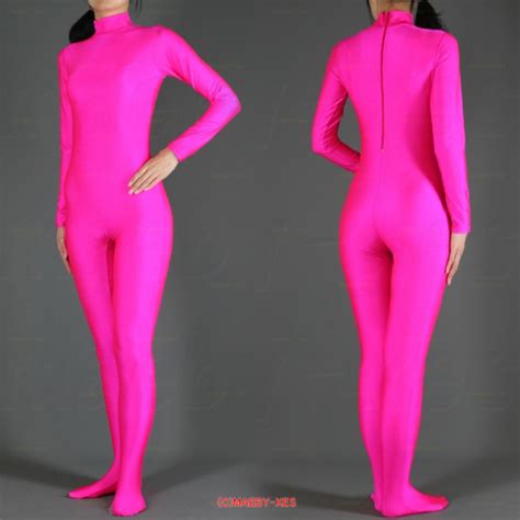 sexy zentai suit lycra spandex zentai pink catsuit women bodysuit costumes in zentai from