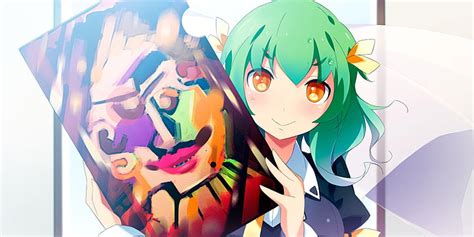 Online Crop Hd Wallpaper Green Hair Anime Girl Illustration Smile Picture Eyes Vector