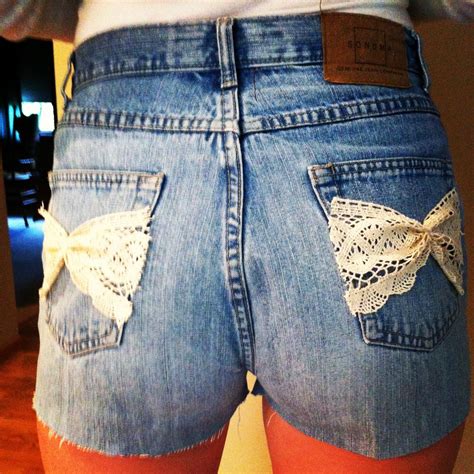 diy high waisted shorts with bow on butt from pants originally recycled denim clothes diy