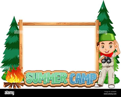Border Template Design With Boy At Summer Camp Stock Vector Image And Art