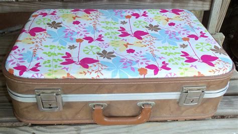 Live Love Scrap Fabric Covered Vintage Suitcase