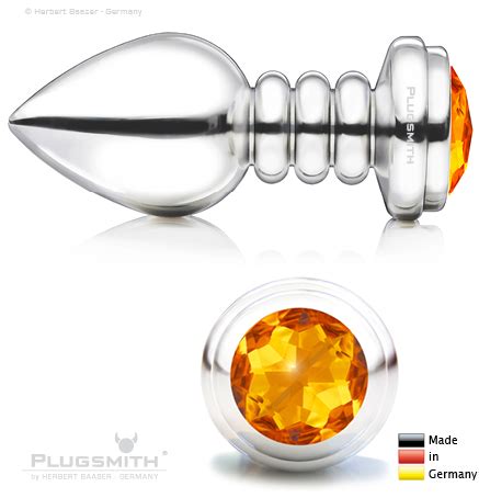 Rosebud Anal Butt Plug Silver Wave Large Kristall Orange