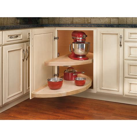 The lazy susans are available with multiple shelf options all the way up to six tiers for full sized pantry cabinets so. Rev-A-Shelf 2-Tier Wood Half Moon Cabinet Lazy Susan at ...