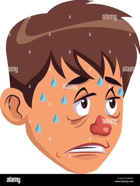Sick Man Red Nose Symptoms And Sweating Stock Vector Image And Art Alamy