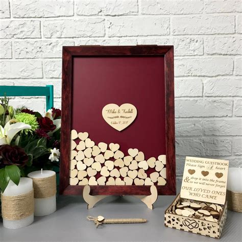 Personalised Wedding Guest Book Wood Frame Wedding Drop Top Etsy