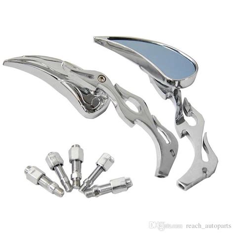 Universal Chrome Motorcycle Cruiser Flame Teardrop Rearview Mirrors 8mm 10mm Motorcycle Bar End