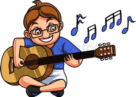 Kid Playing Guitar Cartoon Clipart Vector Friendlystock