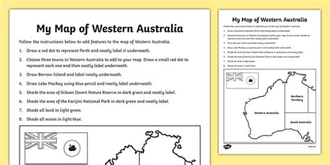 My Map Of Western Australia Worksheet Worksheet Twinkl