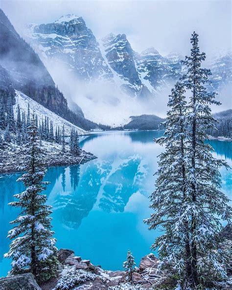 Moraine Lake Alberta Canada Winter Scenery Winter Landscape Nature