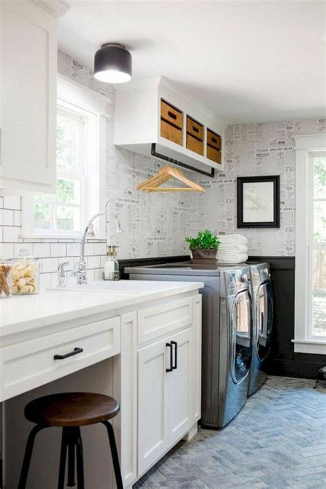 The dryer exhaust must be piped directly outdoors or you could give the laundry room a secondary function, combining it with a potting station or a pet. 43 Small Farmhouse Laundry Room Ideas Look Bigger ...