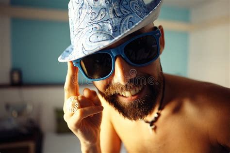 Portrait Of A Tanned Guy In A Hotel Stock Image Image Of Smile