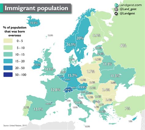 Immigrant Population In Europe R Mapporn