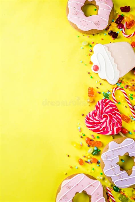 Sweets And Candy Creative Lay Out Stock Photo Image Of Confectionery