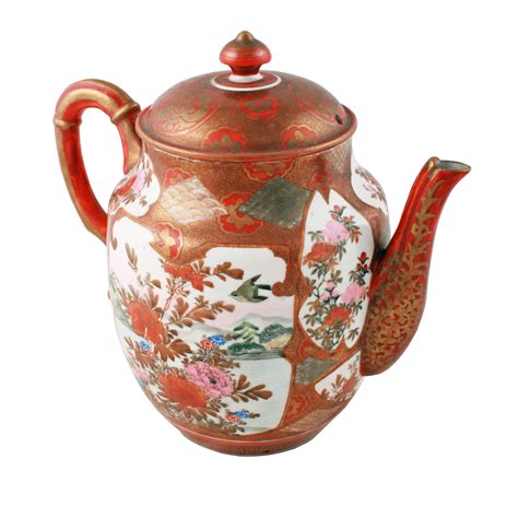 Japanese Kutani Porcelain Teapot A Late 19th Century Meiji Period 1868