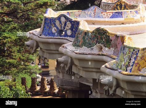 Europe Spain Barcelona Architect Antoni Gaudi I Cornet Guell Park