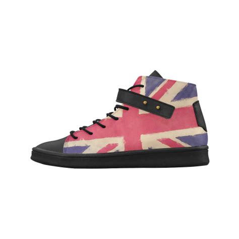 British Union Jack Flag Grunge Style Lyra Round Toe Womens Shoes