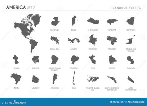 Sammlung Von 24 Detaillierten Silhouette Karten Der Amerikanischen