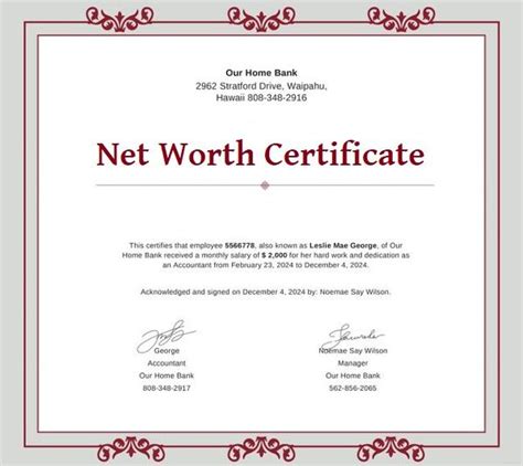 6 Net Worth Certificate Formats Free Word And Pdf Certificate Format
