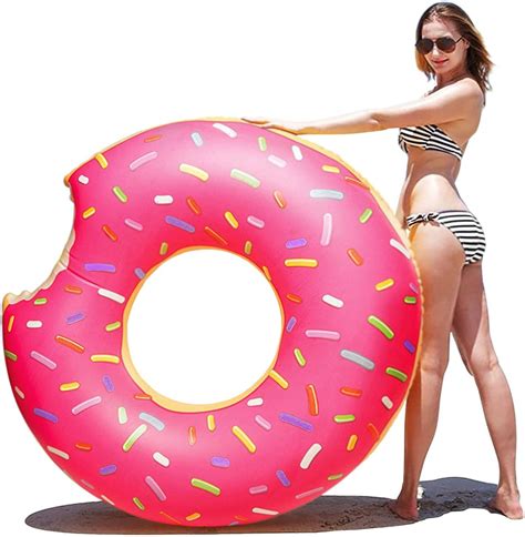 Swimming Ring Pink Inflatable Float Swim Ring Gigantic Donut Shaped Pool Float For Adults