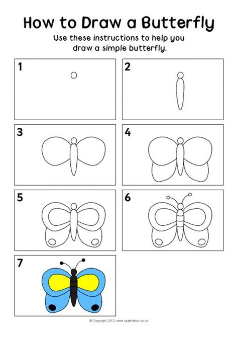 draw  butterfly instructions sheet sb sparklebox