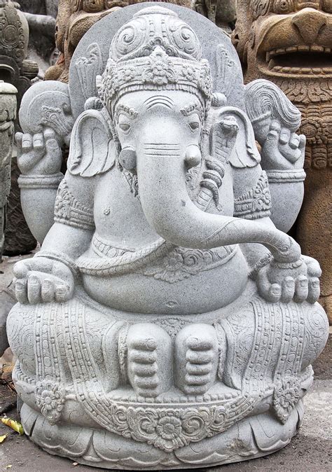 Stone Seated Garden Ganesha Sculpture 43 102ls155 Hindu Gods