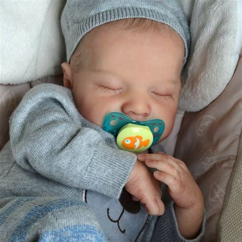 12and16 Sleeping Baby Boy Basil Full Body Silicone Bendable Reborn Mini