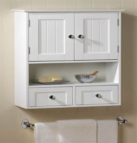 Rated 4 out of 5 stars. Nantucket White Wood Wall Mount Cabinet Bathroom Storage ...