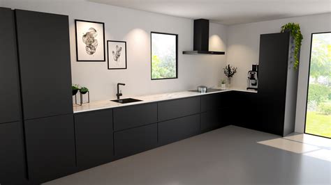 Nove Keukens Zwarte Keuken Met Marmer Blad Keuken Zwart Aangepaste Keukens Keuken Idee