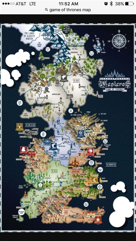 Westeros Map Game Of Thrones Westeros Game Of Thrones Map Westeros Map