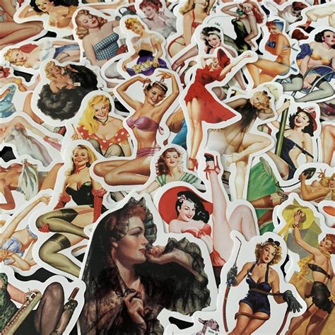 50pcs Retro Pin Up Girl Beauty Sexy Girls Stickers For Laptop