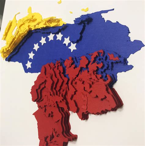 Venezuela 3d Paper Art Topographic Map Original 9 X 9 Paper Etsy