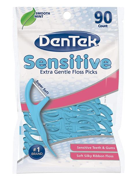 4 Pack Dentek Sensitive Extra Gentle Floss Picks, 90 Picks 