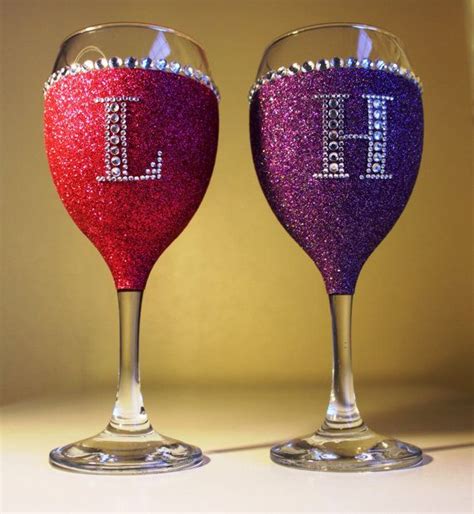 Glitter Wine Glasses Set Of 2 Personalised By Glitterandchic14 Craft