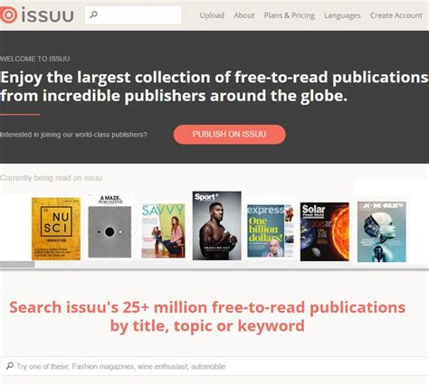 Issuu is a website that allows users to upload a PDF and generate a ...