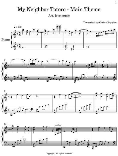 My Neighbor Totoro Main Theme Sheet Music For Piano