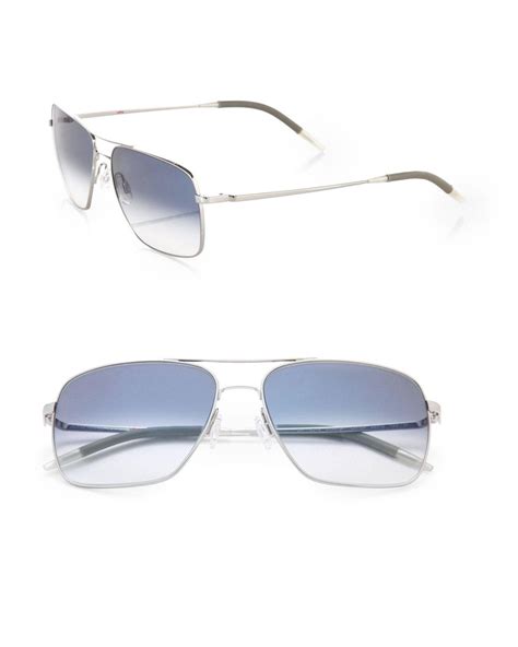 Oliver Peoples Clifton Aviator Sunglasses In Silver Metallic For Men