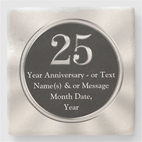 25 Year Work Anniversary T Ideas Personalised Stone Coaster