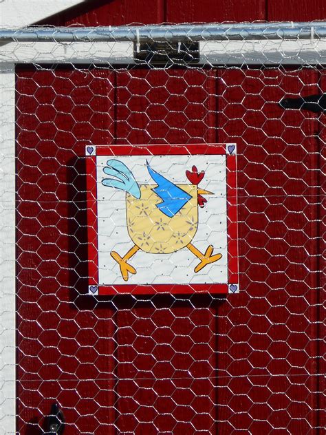 Chicken Run 1x1 Barn Quilt On Chicken Coop Painted Barn Quilts