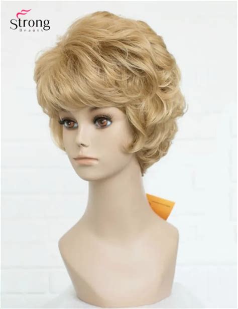 Short Layered Gloden Blonde Shag Classic Cap Full Synthetic Curly Capless Wig Ebay