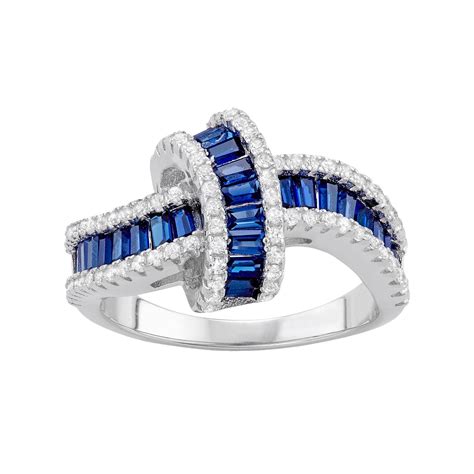 Sterling Silver Lab Created Blue And White Sapphire Ring White Sapphire
