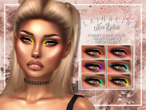 Alaina Lina Neon Eyeliner Sims 4 Sims 4 Cc Makeup Sims