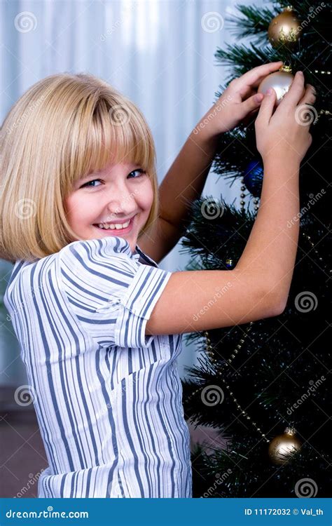 Decorating Of Christmas Tree Stock Photo Image Of Decoration Party