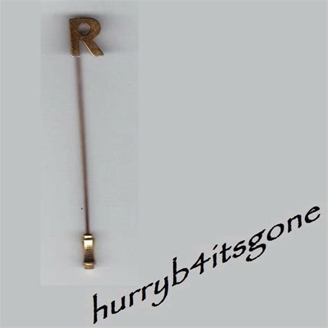 Vintage Letter R Initial Block Monogram Stick Pin Gold Tone Lapel Hat Pin Brooch On Ebid United