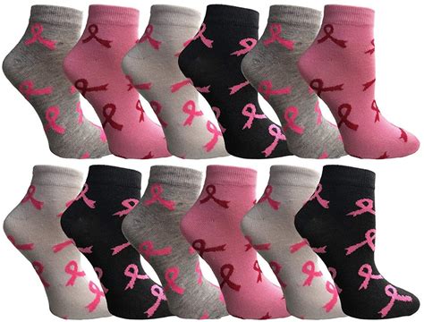 Yacht Smith Pink Ribbon Breast Cancer Awareness Ankle Crew Socks For